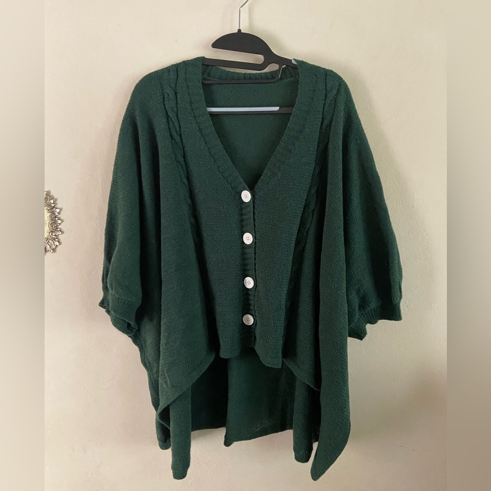 SHEIN Dark Green Button-Up Cardigan